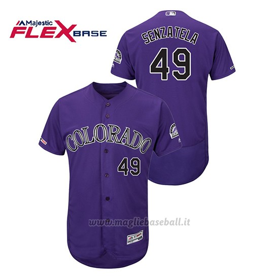 Maglia Baseball Uomo Colorado Rockies Antonio Senzatela 150th Aniversario Patch Flex Base Viola